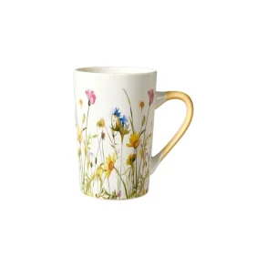 Krus med blomster og gul hank fra Speedtsberg - Tinashjem