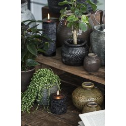 Vase mini med riller og krakeleret glasur Yrsa fra Ib Laursen p� bord - Tinashjem