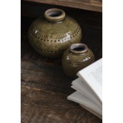 Vase mini med riller og krakeleret glasur fra Ib Laursen ved anden vase - Tinashjem