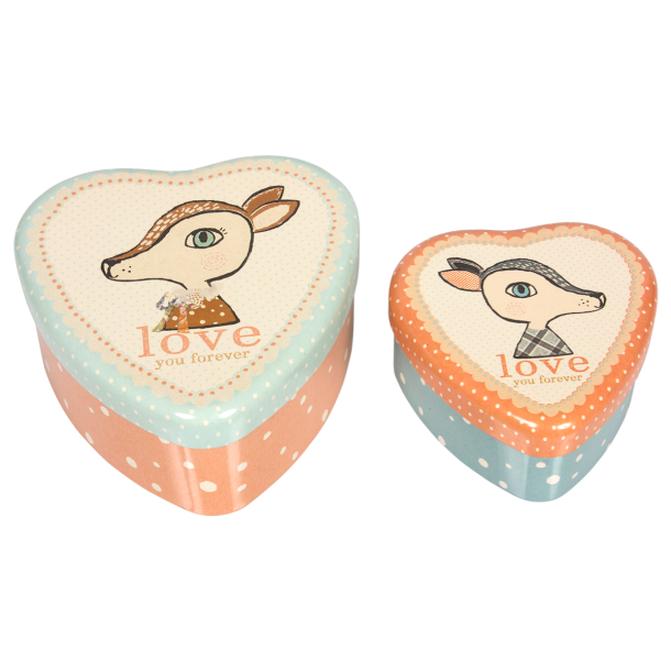 Maileg �sker metal hearts bambi s�t med 2 stk. - Tinashjem