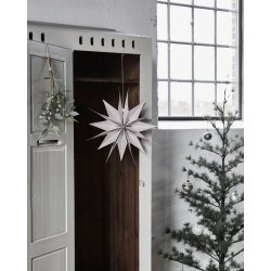 House Doctor stjerne Capella br�ndt r�d og hvid 30 cm h�ngende ved juletr� - Fransenhome