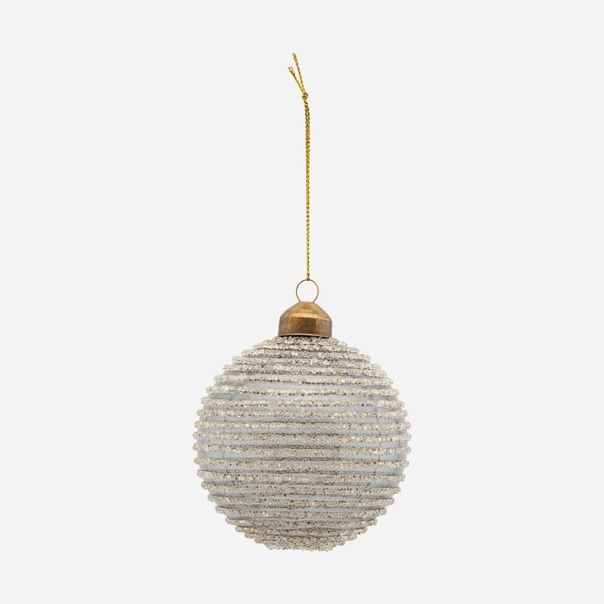 House Doctor julekugle ornament Horizontal glitter 8 cm med snor til oph�ng - Fransenhome