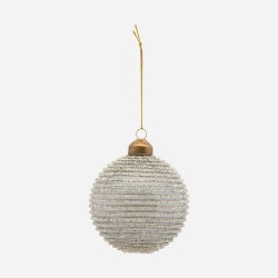 House Doctor julekugle ornament Horizontal glitter 8 cm med snor til oph�ng - Fransenhome