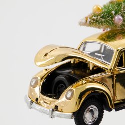 House Doctor xmas car golden 12,5 cm med �ben klap - Fransenhome