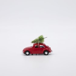 House Doctor xmas car r�d mini 8,5 cm med tr� p� taget - Fransenhome