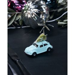 House Doctor xmas car light blue mini 8,5 cm med juletr� p� taget - Fransenhome