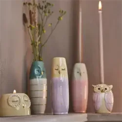 Vase ugle aqua og light aqua 2 forskellige fra Speedtsberg flere farver p� hylde - Tinashjem