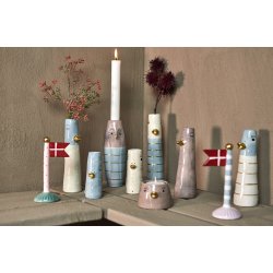 Vase ugle gr� og bl� 2 forskellige fra Speedtsberg flere p� hylde - Tinashjem