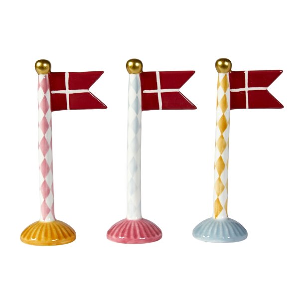 Flag 19 cm 3 forskellige harlekintern fra Speedtsberg - Tinashjem