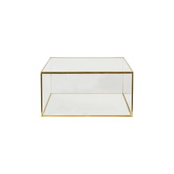 Kasse med l�g i glas med messing kanter 25 x 25 x 13 cm