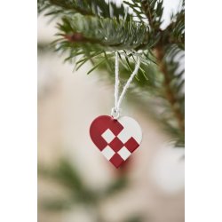 Julehjerte til oph�ng fra My Nostalgic Christmas r�d fra Ib Laursen flettet p� juletr� - Tinashjem