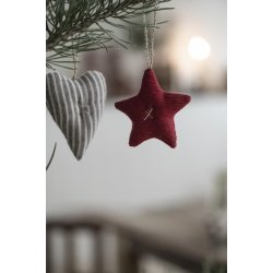 Hjerte fra My Nostalgic Christmas gr� fra Ib Laursen p� gren med stjerne - Tinashjem
