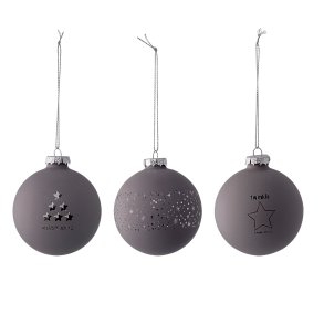 Julekugler i gr� glas fra Bloomingville - Tinashjem