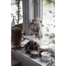 Tromme m�rkebrun 12,5 cm fra Ib Laursen med anden julepynt - Tinashjem
