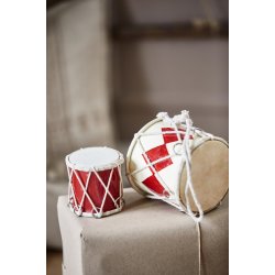 Tromme creme med r�d harlekin 10 cm fra Ib Laursen ved r�d tromme - Tinashjem