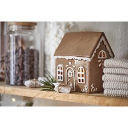 Hus til fyrfadslys Stillenat Gingerbread d�rkrans fra Ib Laursen med lys - Tinashjem