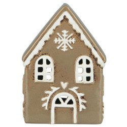 Hus til fyrfadslys Stillenat Gingerbread snekrystal fra Ib Laursen - Tinashjem