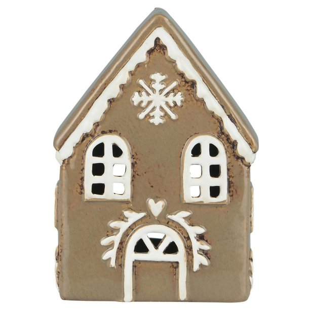 Hus til fyrfadslys Stillenat Gingerbread snekrystal fra Ib Laursen - Tinashjem