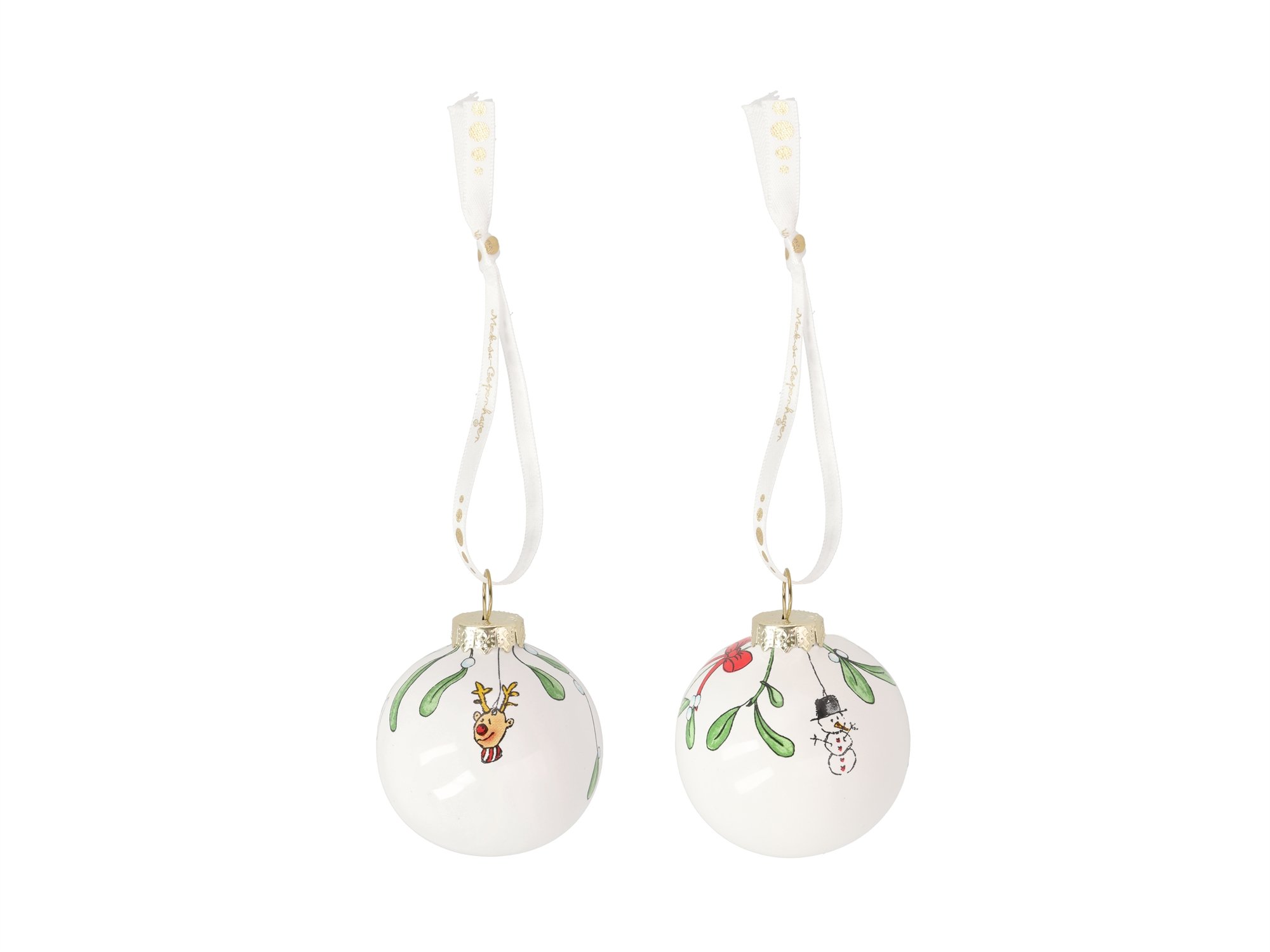 Medusa julekugler Jingle Bell White 2 stk. med snor - Fransenhome