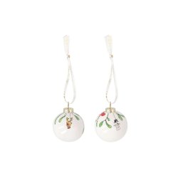 Medusa julekugler Jingle Bell White 2 stk. med snor - Fransenhome