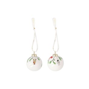 Medusa julekugler Jingle Bell White 2 stk. med snor - Fransenhome