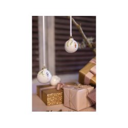 Medusa julekugler Jingle Bell White 2 stk.  oph�ngt - Fransenhome
