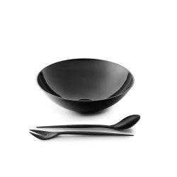 Normann Copenhagen Krenit salatsk�l sort med sort salat bestik - Fransenhome
