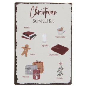 Metalskilt Christmas Survival Kit fra Ib Laursen - Tinashjem