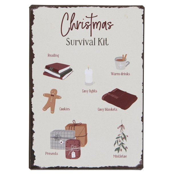 Metalskilt Christmas Survival Kit fra Ib Laursen - Tinashjem