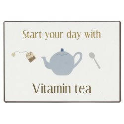 Metalskilt Start your day with vitamin tea fra Ib Laursen - Tinashjem