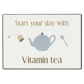 Metalskilt Start your day with vitamin tea fra Ib Laursen - Tinashjem