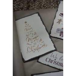 Metalskilt Dear Santa before I explain fra Ib Laursen liggende p� bord - Tinashjem
