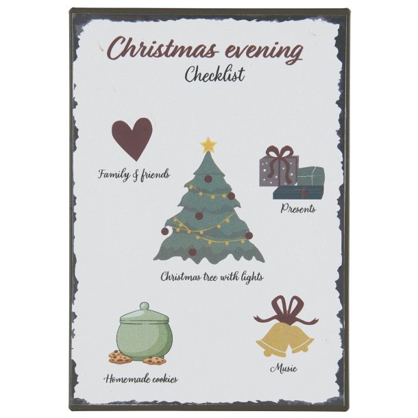 Metalskilt Christmas evening Checklist fra Ib Laursen - Tinashjem