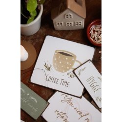 Metalskilt Coffee Time fra Ib Laursen liggende p� bord - Tinashjem