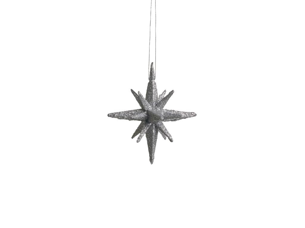 Medusa stjerne s�lv 7,5 cm 4 stk. h�ngende - Fransenhome