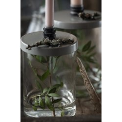 Holder glas med metall�g til kertelys fra Ib Laursen med lys - Tinashjem