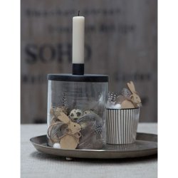 Holder glas med metall�g til bedelys fra Ib Laursen med lys - Tinashjem