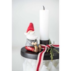 Holder glas med metall�g til bedelys fra Ib Laursen med nisse sl�jfe og lys - Tinashjem