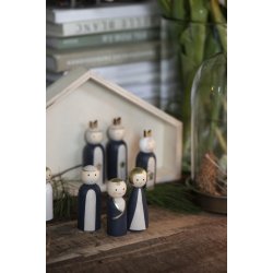 Julekrybbe med 7 tr�figurer fra Ib Laursen til pynt til jul - Tinashjem