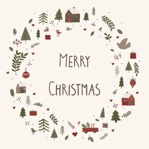 Serviet med julemotiver Merry Christmas fra Ib Laursen - Tinashjem