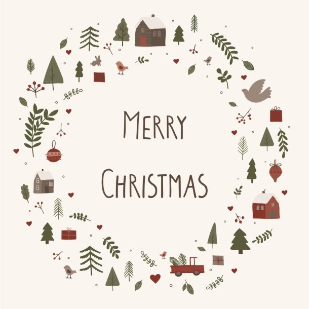 Serviet med julemotiver Merry Christmas fra Ib Laursen - Tinashjem