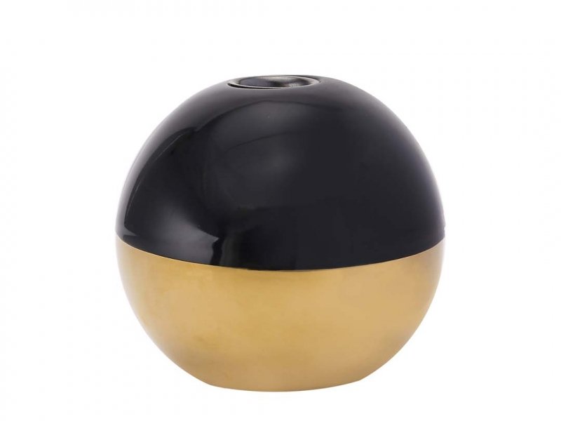 Lysestage Karma Noir Bottom sort guld - Fransenhome