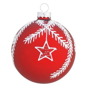 Julekugle Ball Glass Flora Red with glitter fra GreenGate - Tinashjem