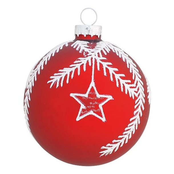 Julekugle Ball Glass Flora Red with glitter fra GreenGate - Tinashjem