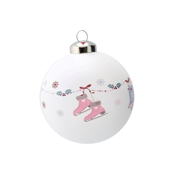 Julekugle Ball Glass Jingle Bell White fra GreenGate - Tinashjem