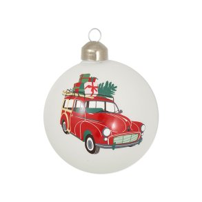 Julekugle Christmas Charline car white fra Greengate - Tinashjem
