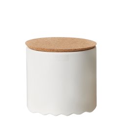 L�bech Living Kork l�g natural 15 cm l�g p� hvid keramikkrukke - Fransenhome