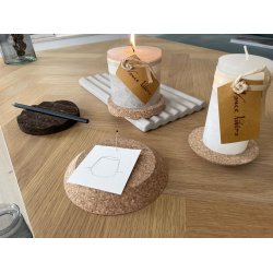 L�bech Living Kork l�g natural 15 cm p� bord med lys - Fransenhome