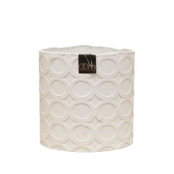 L�bech Living urtepotteskjuler Rounds hvid h�jde 13 cm med cirkler - Fransenhome