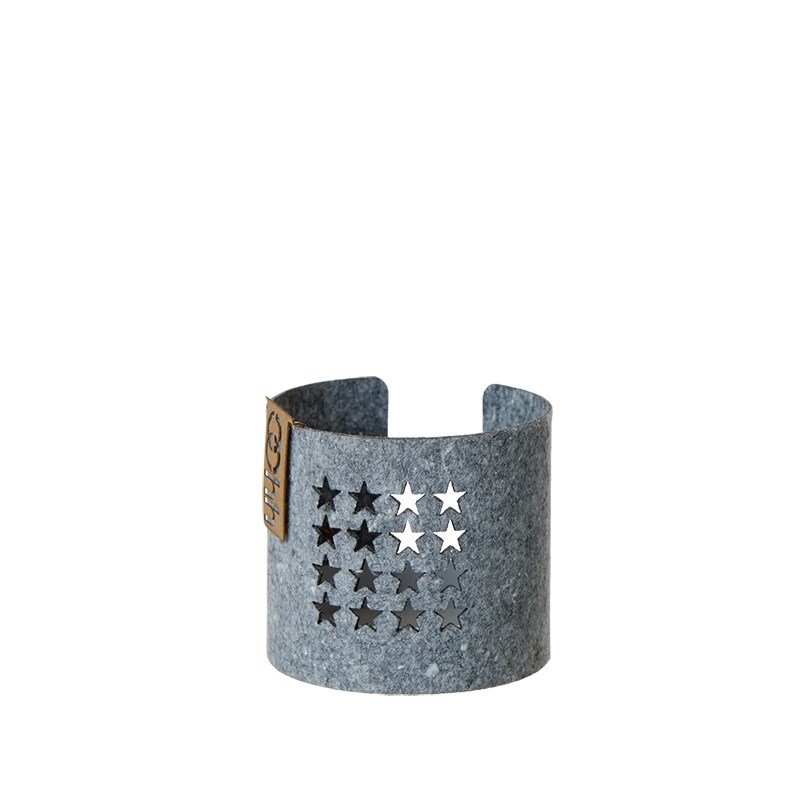 L�bech Living Felt Tealight Holder Stars Small Grey - Fransenhome